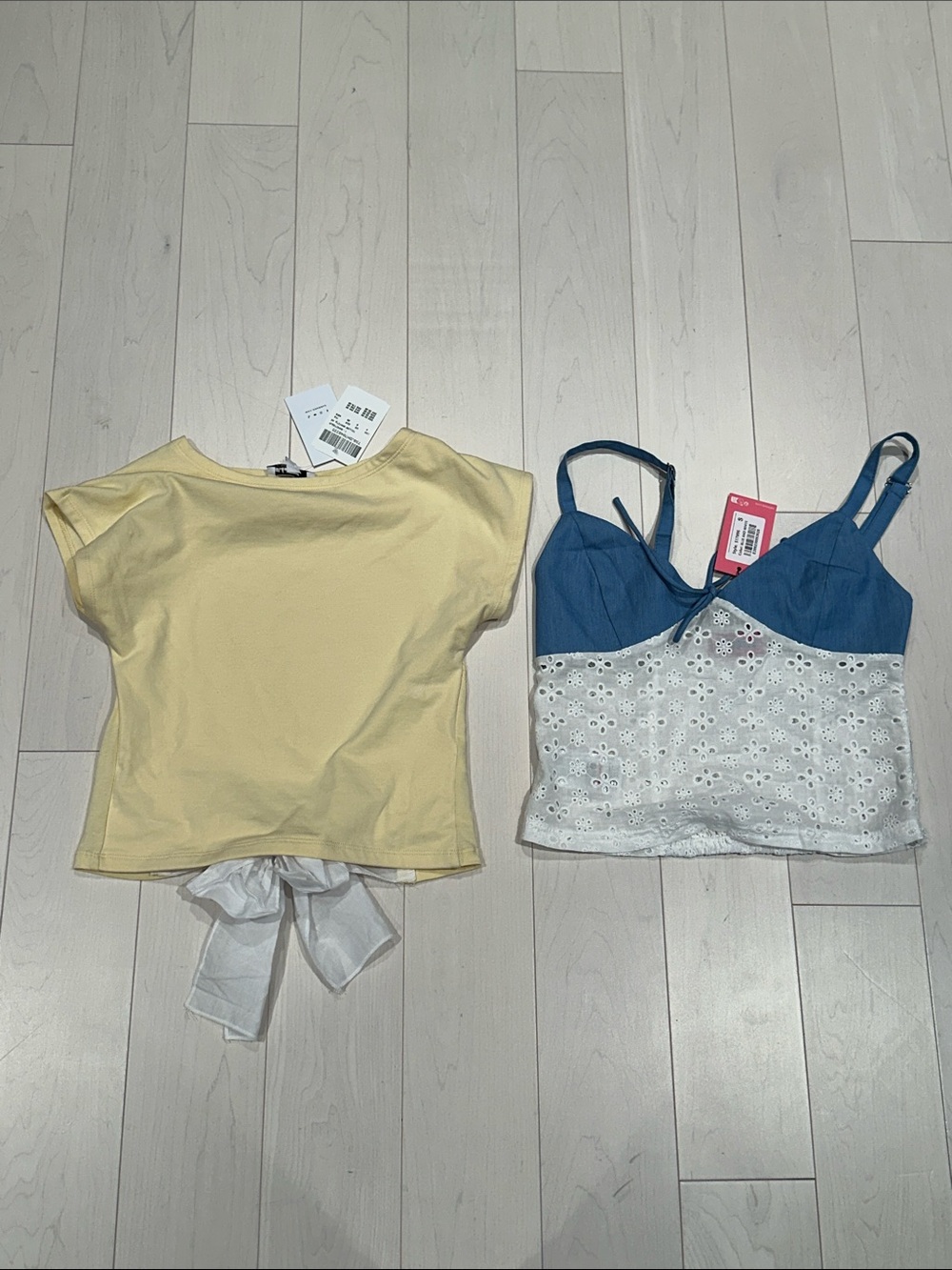 NWT Subdued and Edikted Tie-Back Tee and Blue Eyelet Tank lot of Two - sz small